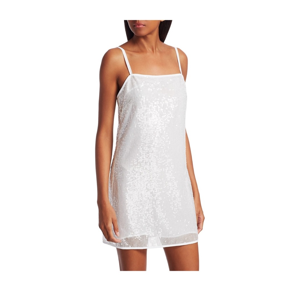STAUD White Mini Sequin Dress; Like New